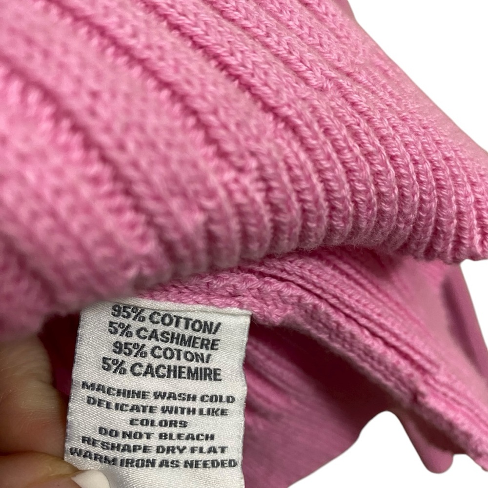 Alashan Cashmere Blend Cotton Bubblegum Pink Ribbed Detail Cropped Sweater Small - Picture 4 of 6